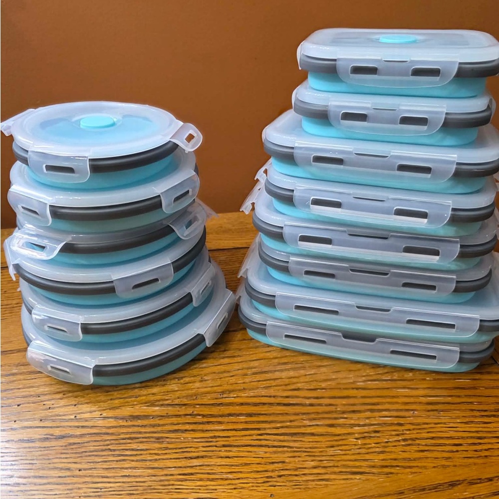 Aqua Collapsible Food Storage Container Set - Picture 2 of 6